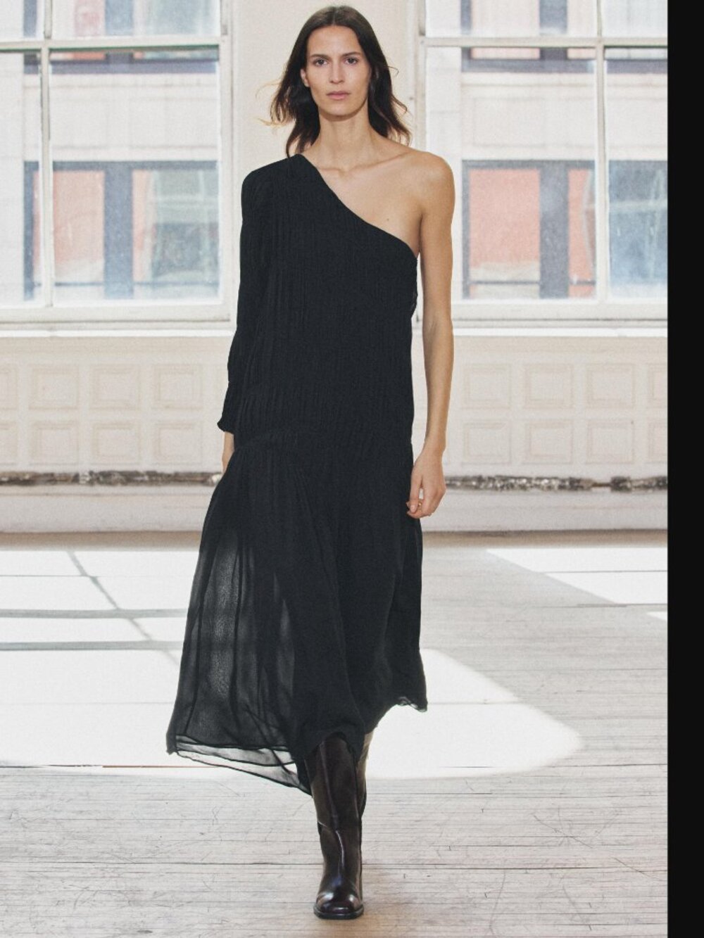 ZARA ZW COLLECTION WOMEN BLACK ASYMMETRIC MIDI DRESS SIZE S NWT